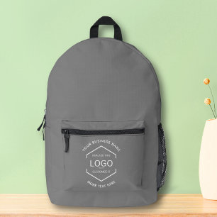 Einfache Werbung für Logotexte Grau Bedruckter Rucksack