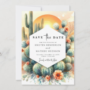 Einfache Western Cactus Wedding Save The Date