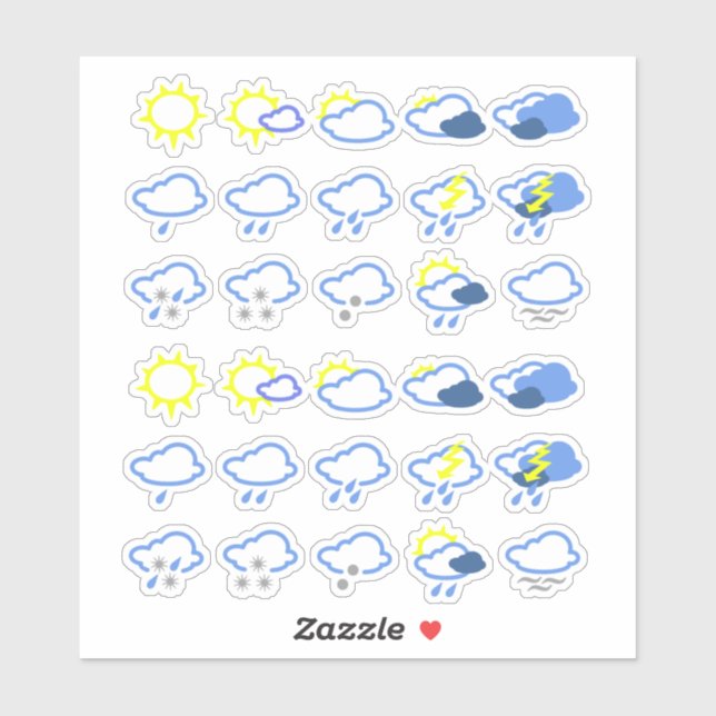 einfache Wettersymbole Aufkleber (Blatt)