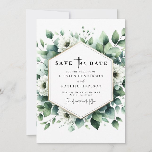 Einfache Whimsical Eukalyptus Digital Wedding Save The Date (Vorderseite)