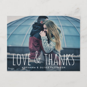Einfache Whimsical-Liebe und dank Script-Foto Postkarte