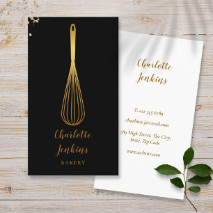Einfache Whisk Bäckerei Patisserie Schwarzgold Visitenkarte