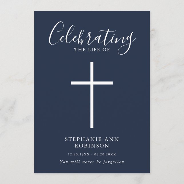 Einfache White Cross Blue Gedenkorde Programm (Vorderseite)