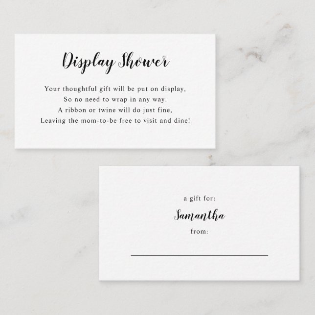 Einfache White Display Babyduschkarte Visitenkarte (Vorne/Hinten)