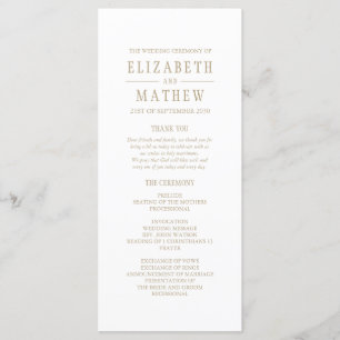 Einfache White Gold Elegante Hochzeit Programm