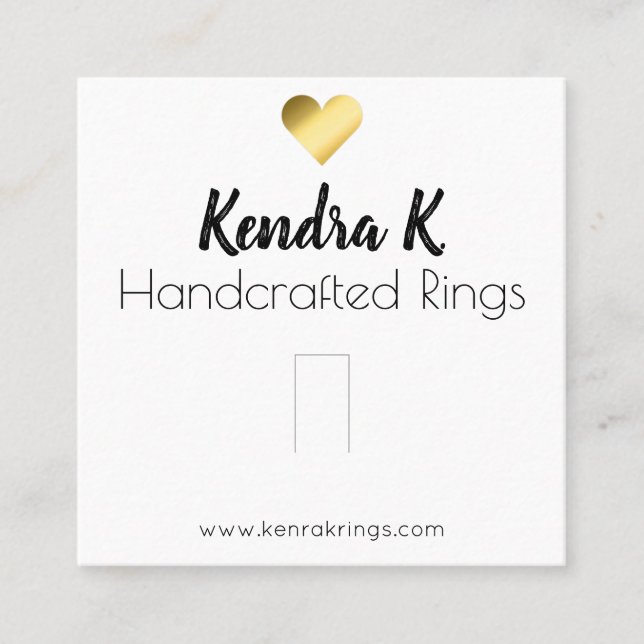 Einfache White Gold Heart Ring Display Packung Quadratische Visitenkarte (Vorderseite)