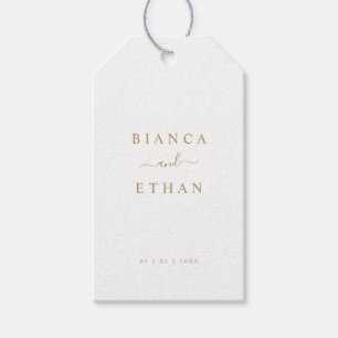 Einfache White & Gold Hochzeit Geschenkanhänger