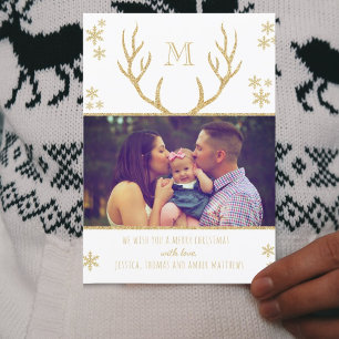 Einfache White & Gold Schneeflocken Weihnachten Fo