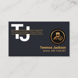 Einfache White Monogram Letters Gold Chauffeur Visitenkarte
