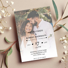 Einfache White Ombre Hintergrund Foto Hochzeit Einladung
