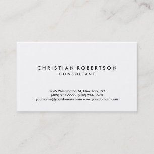 Einfache White Schlicht Modern Consultant Business Visitenkarte