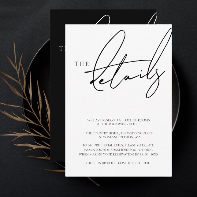 Einfache White Script Typografy Wedding Details Begleitkarte (Von Creator hochgeladen)