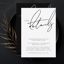 Einfache White Script Typografy Wedding Details Begleitkarte