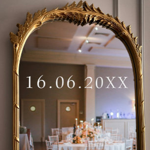 Einfache White Serif Numerical Date Wedding Fensteraufkleber
