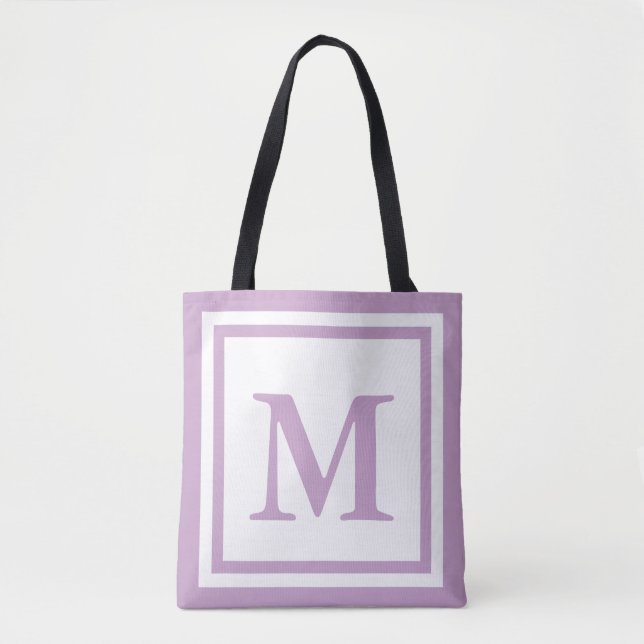 Einfache White und Lilac Monogram Tasche (Vorderseite)
