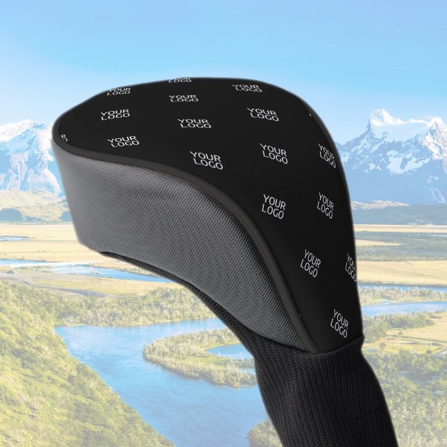 Einfache Wiederholung des Logo-Musters | Schwarz Golf Headcover (Von Creator hochgeladen)