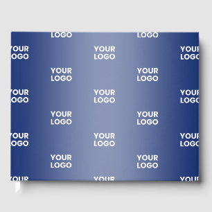Einfache Wiederholung des Logos Navy Blue Gradient Gästebuch