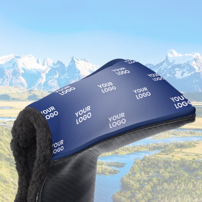 Einfache Wiederholung des Logos Navy Blue Gradient Golf Headcover (Von Creator hochgeladen)
