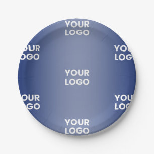 Einfache Wiederholung des Logos Navy Blue Gradient Pappteller