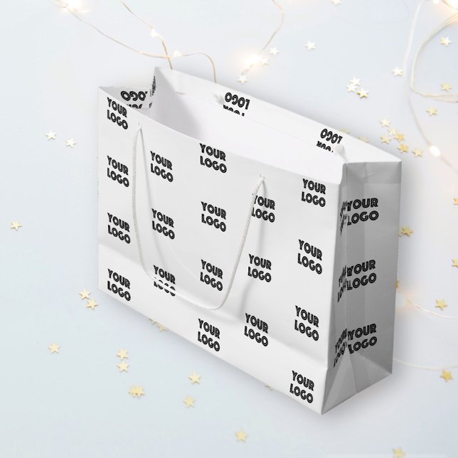 Einfache Wiederholung des Logos | weiß Große Geschenktüte (Von Creator hochgeladen)