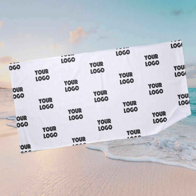 Einfache Wiederholung des Logos | weiß Strandtuch (Von Creator hochgeladen)