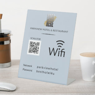 Einfache WiFi-Netzwerkkennwort QR-Logo-Dusche blau Sockelschild