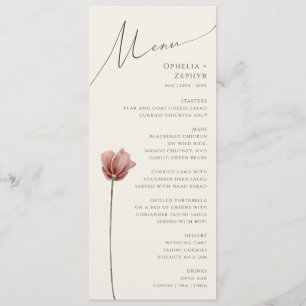Einfache Wildblume Beige Hochzeitsdinner Menükarte