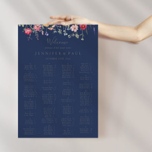 Einfache Wildblume Blue Alphabetification Seating Poster