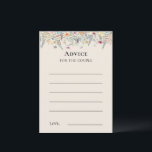 Einfache Wildblume Fern Beige Hochzeitsratenkarte Hinweiskarte<br><div class="desc">Dieses einfache Wildblume Fern Beige Wedding Advice Card Design ist eine elegante Anordnung von klassischen geometrischen Rahmen in Gold mit zarten bohenhaften Blumenbouquets und Stielen. Mit einer Palette zeitloser, beigefarbener Elfenbeinhintergründe, klassischer schwarzer Typografie und farbenfrohen Wildblumen schaffen Sie ein romantisches Ambiente, das sich durch ein harmonisches Ambiente auszeichnet. Mit koordinierten...</div>