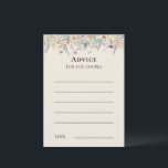 Einfache Wildblume Fern Beige Hochzeitsratenkarte Hinweiskarte<br><div class="desc">Dieses einfache Wildblume Fern Beige Wedding Advice Card Design ist eine elegante Anordnung von klassischen geometrischen Rahmen in Gold mit zarten bohenhaften Blumenbouquets und Stielen. Mit einer Palette zeitloser, beigefarbener Elfenbeinhintergründe, klassischer schwarzer Typografie und farbenfrohen Wildblumen schaffen Sie ein romantisches Ambiente, das sich durch ein harmonisches Ambiente auszeichnet. Mit koordinierten...</div>