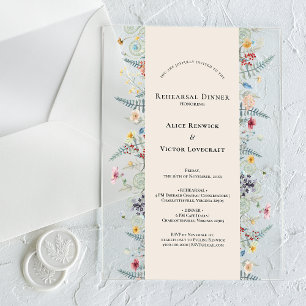 Einfache Wildblume Fern Beige Probe Dinner Acryleinladungen
