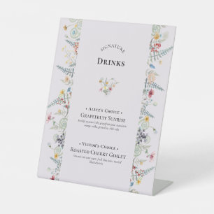 Einfache Wildblume Fern Lavendel Signature Drinks Sockelschild