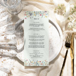 Einfache Wildblume Fern Mint Green Wedding Flat Menükarte<br><div class="desc">Dieses einfache Wildblume Farn mint grün Hochzeitsflachdesign ist eine elegante Anordnung von klassischen geometrischen Rahmen vergoldet mit delikaten boho blumengeschmückten Bouquets und Stiele. Mit einer Palette zeitloser, hellgrüner Minzhintergründe mit klassischer schwarzer Typografie und farbenfrohen Wildblumen schaffen Sie ein romantisches Ambiente, in dem Sie sich wunderbar entspannen können. Mit koordinierten Stilrichtungen...</div>