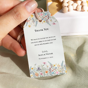Einfache Wildblume Fern Mint Wedding Vielen Dank Geschenkanhänger