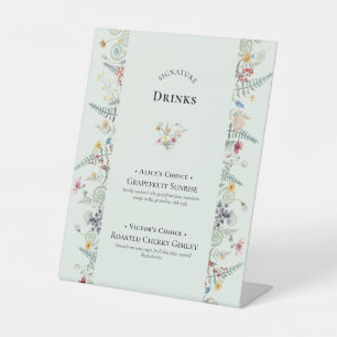Einfache Wildblume Fern Minze Grüne Signatur Geträ Sockelschild