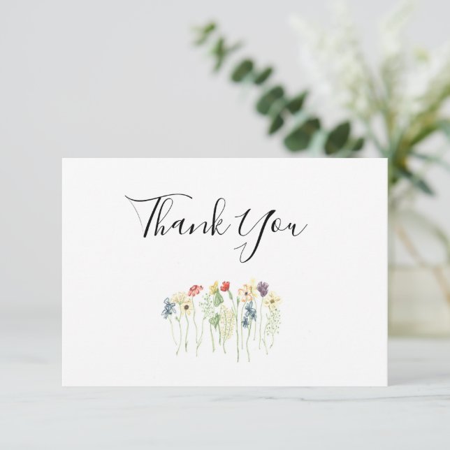 Einfache Wildblume Hochzeit Dankeschön-Karte Dankeskarte (Stehend Vorderseite)