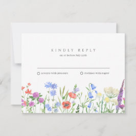 Einfache Wildblume Hochzeit RSVP