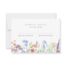 Einfache Wildblume Hochzeit RSVP