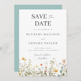 Einfache Wildblume Hochzeit speichern das Datum Save The Date