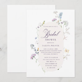 Einfache Wildblume Kalligrafie Blumenmuster Brautp Einladung