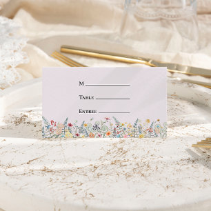 Einfache Wildblume Lavender Wedding Entree geklapp Platzkarte