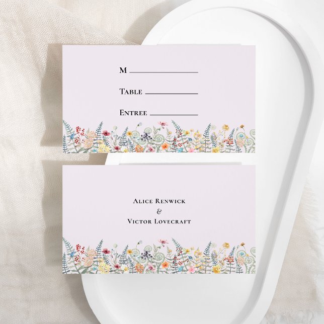 Einfache Wildblume Lavender Wedding Menü Flat Platzkarte (Von Creator hochgeladen)