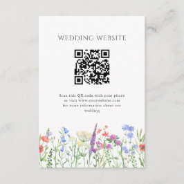 Einfache Wildblume QR Code Hochzeit Begleitkarte