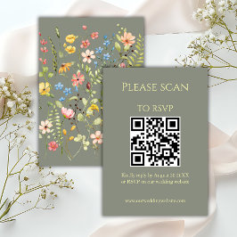 Einfache Wildblume QR Code & UAWG Wedding RSVP Karte