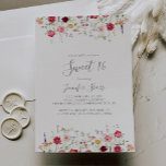 Einfache Wildblume Sweet 16 Geburtstagsparty Einladung<br><div class="desc">Diese schlichte Wildblume lädt zu einer 16-jährigen Geburtstagsfeier ein. Die bunte Auswahl an rosa,  rot,  lila,  gelb,  weiß,  violett,  rot,  bordeauxrot,  wilde Blume.</div>