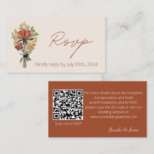 Einfache Wildblume Terracotta Wedding QR Code UAWG Begleitkarte