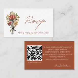 Einfache Wildblume Terracotta Wedding QR Code UAWG Begleitkarte