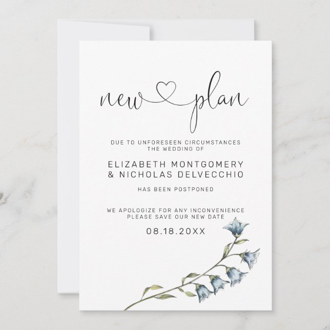 Einfache Wildblume | Verspätete Hochzeitsankündigu Einladung (Vorderseite)