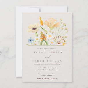 Einfache Wildblumen Botanische Hochzeit  Einladung
