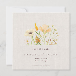 Einfache Wildblumen Botanische Hochzeit  Save The Date